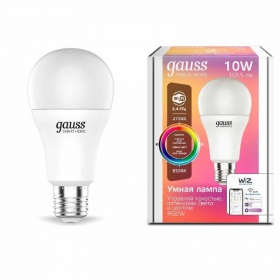 Лампа светодиодная диммируемая Gauss E27 10W 2700-6500K RGBW матовая 1180112