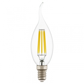 Лампа светодиодная филаментная Lightstar LED Filament Е14 6W 4000K свеча на ветру прозрачная 933604