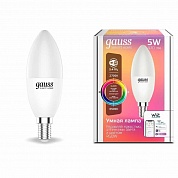 Лампа светодиодная диммируемая Gauss E14 5W 2700-6500K RGBW матовая 1190112