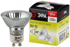 Лампа галогенная Эра GU10 50W 3000K GU10-JCDR (MR16) -50W-230V C0027386