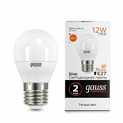 Лампа светодиодная Gauss E27 12W 3000K шар матовый 53212