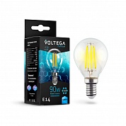 Лампа светодиодная филаментная Voltega E14 9W 4000K шар прозрачный VG10-G45E14cold9W-F 7137